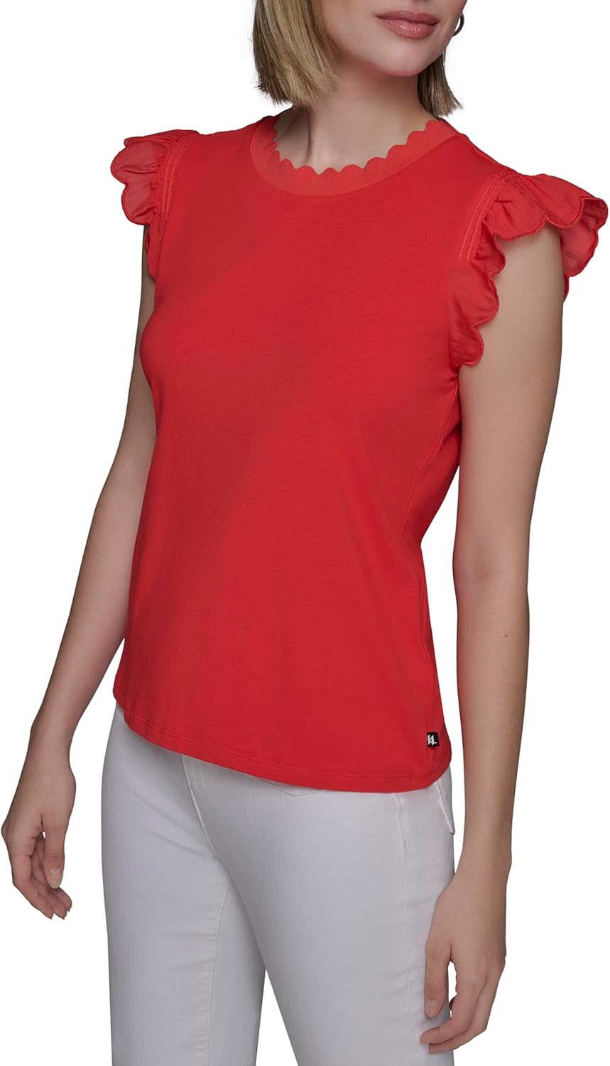 Karl Lagerfeld Womens Soft Everyday Essential Casual T-Shirt - Image 3