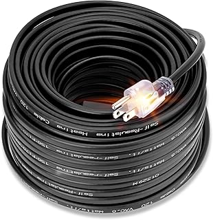100FT Roof & Gutter Heat Cable, 8W/FT Heat Tape for Roof and Gutters with 45PCS Clips & Spacers, ...