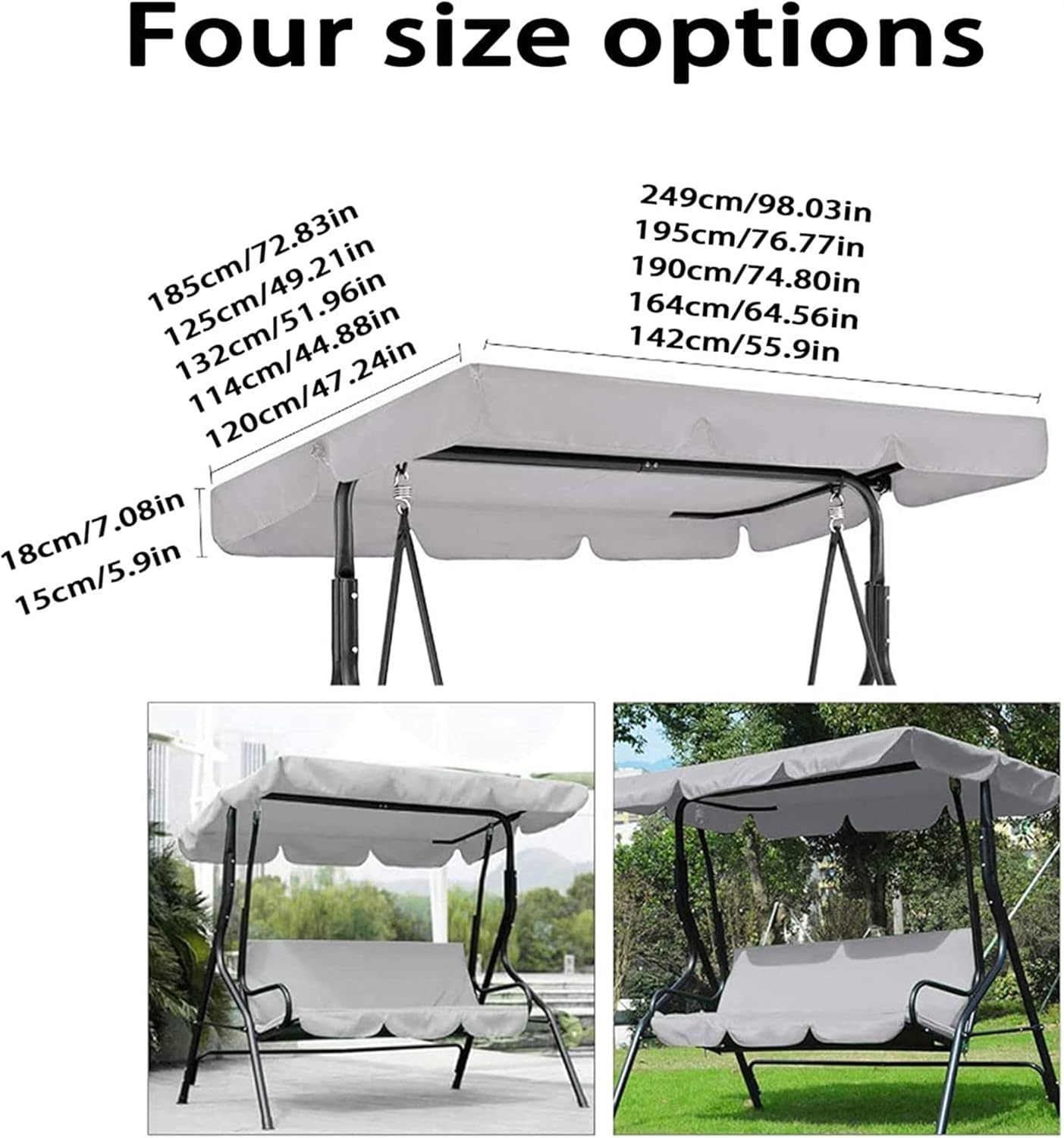 Swing Canopy Replacement Waterproof Top Cover Set UV Resistant Sun Shade Awning for Garden Porch Patio Outdoor Ham Mock