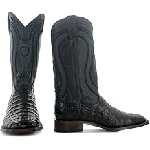 Soto Boots Men's Genuine Caiman Belly Exotic Skin Square Toe Cowboy Boots H50049