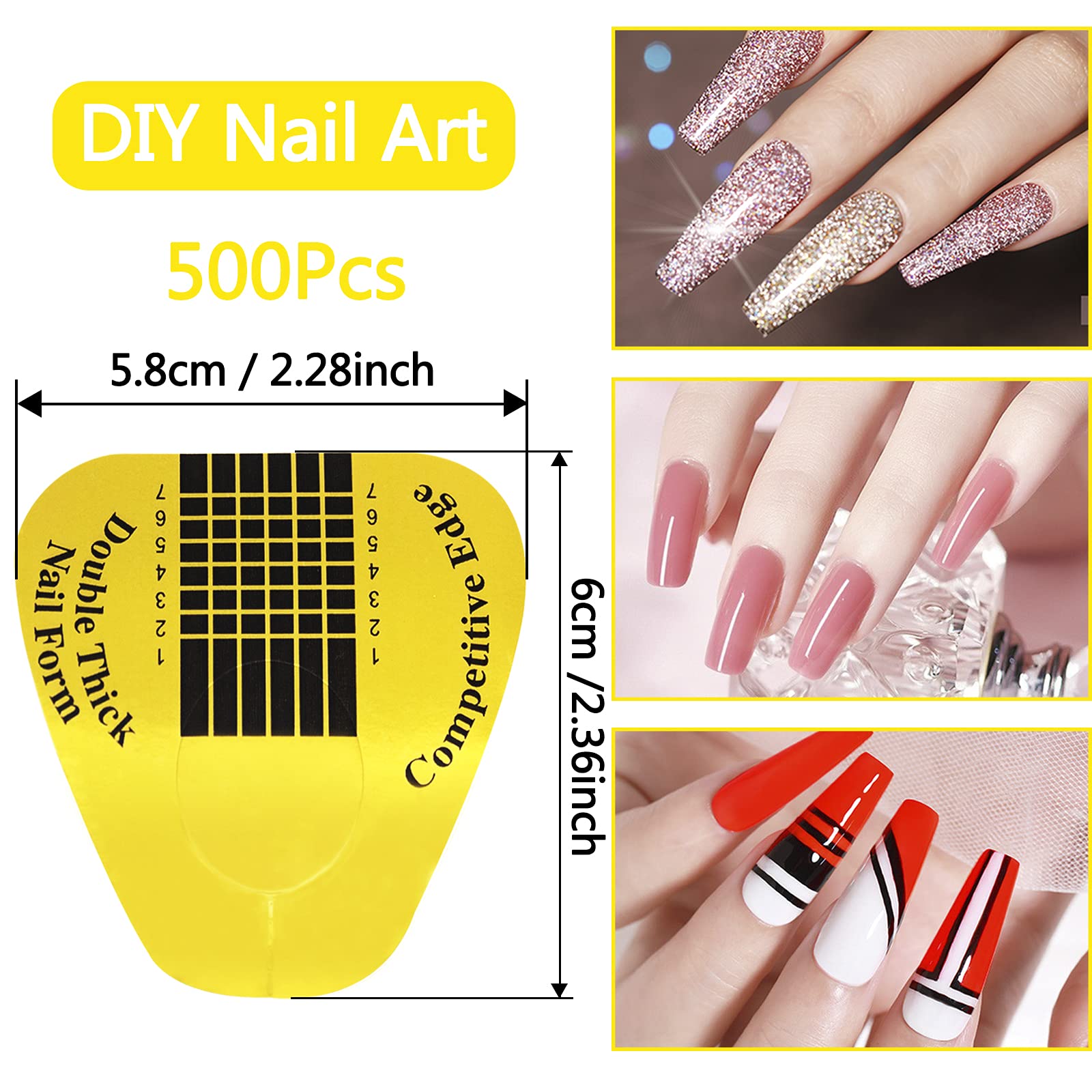 Amazon.com : Nail Forms for Acrylic Nails, 500 PCS Nail Extension Forms,  Gold Horseshoe Polygel Nail Form Acrylic Nail Forms Guide Sticker for  Polygel, Gel Nails Art Paper Form for DIY Manicure