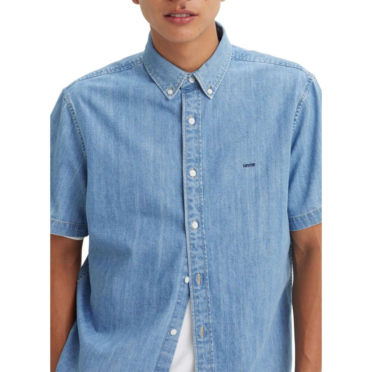 Levi's Męska koszula z krótkim rękawem Authentic Button, Eli Medium Blue Wash, XL