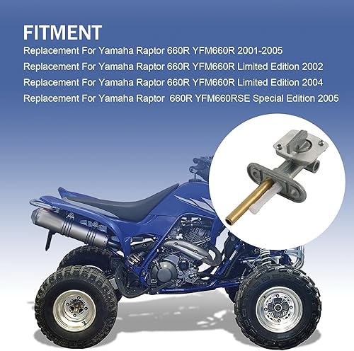Miniatura 8 de Carburador con válvula de combustible Petcock Asamblea de 0.315 in de repuesto para Yamaha Raptor 660 660R YFM660 YFM 660R ATV Quad Carb 2001-2005