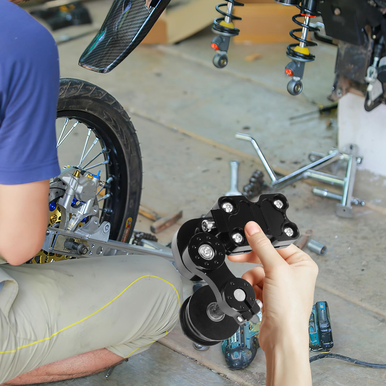 ibasenice Kettenspanner für Motorräder Kettenrollenführung aus Aluminiumlegierung Kettenspanner-motorradführung Präzise Kettenspannungseinstellung Motorradteile Kompatibel