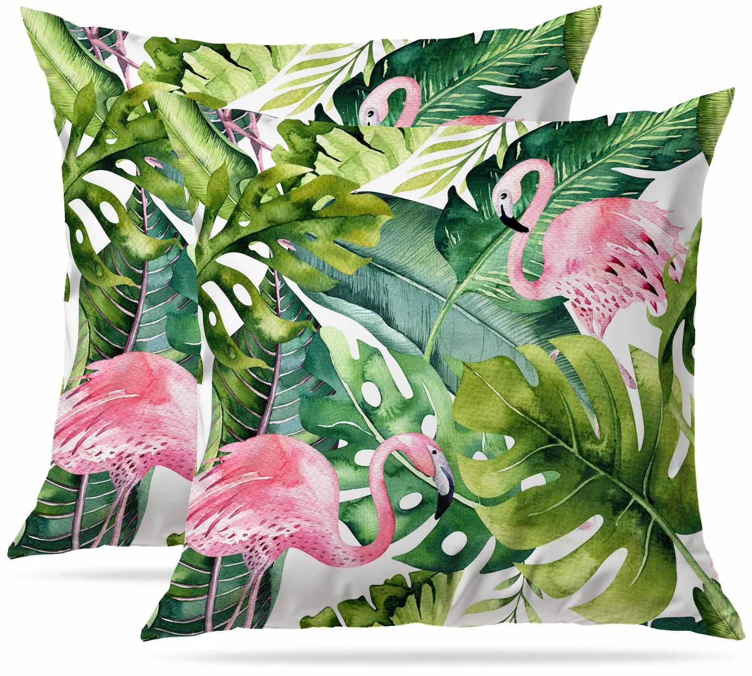 Zovinex Watercolor Flamingo Set Of 2 Pack Cushion Covers Soft Short Plush Throw Pillow Cover Home Pillow Case Pillowcases For Tent Park Bed Sofa Chair Bedroom Decorative Balcony 50X50cm 20X20inch