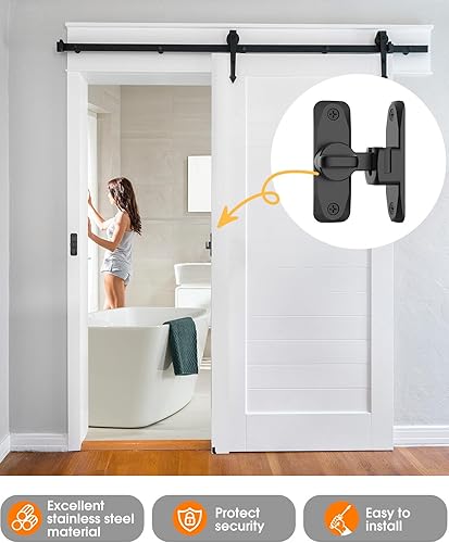 Miniatura 7 de Cerradura de puerta de granero de 90180 grados, pequeño hardware de pestillo de puerta abatible, cerradura de puerta corredera de seguridad para