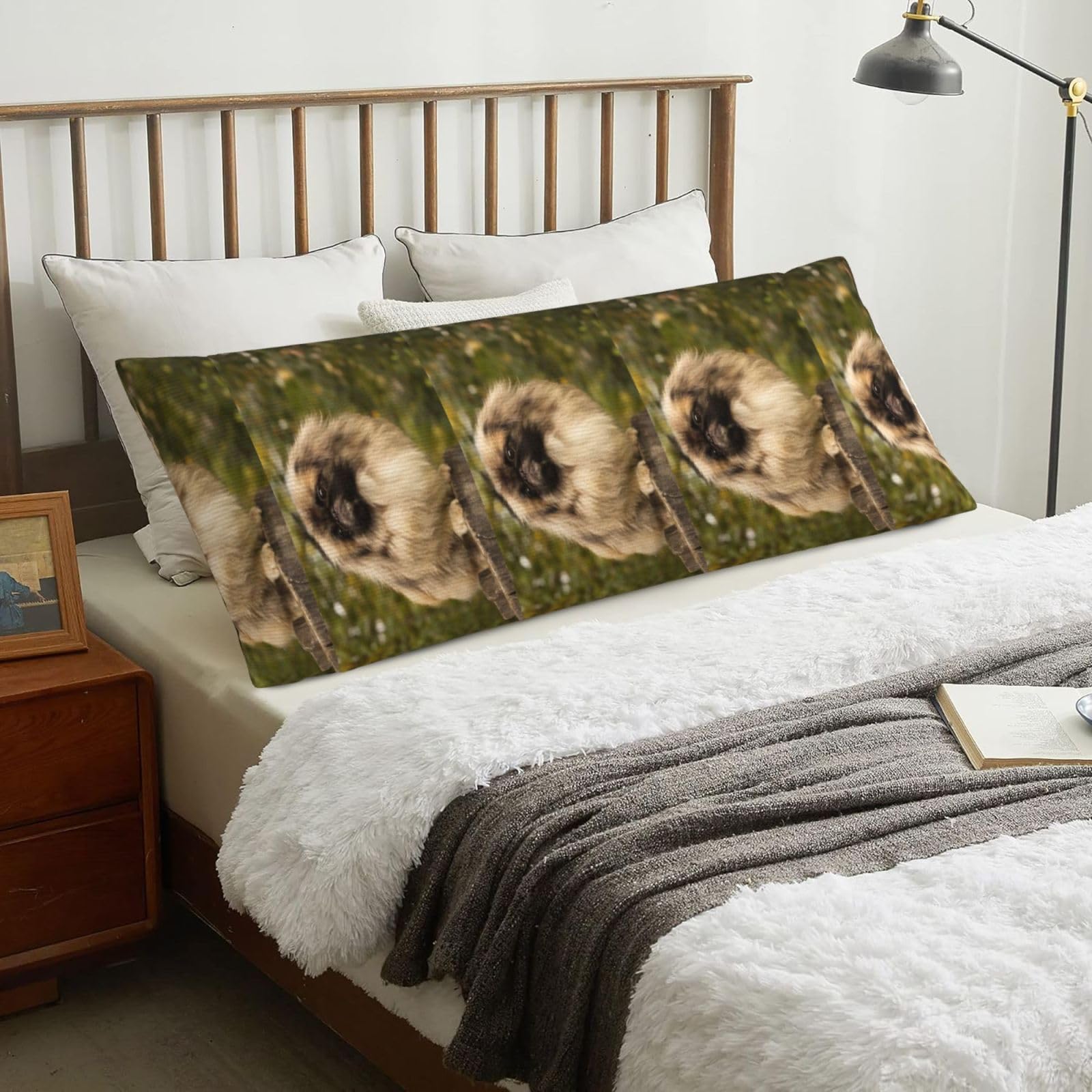 Pug Dog Printed, Body Pillow Cover with Zipper,Long Body Pillowcase 20 x 60 in