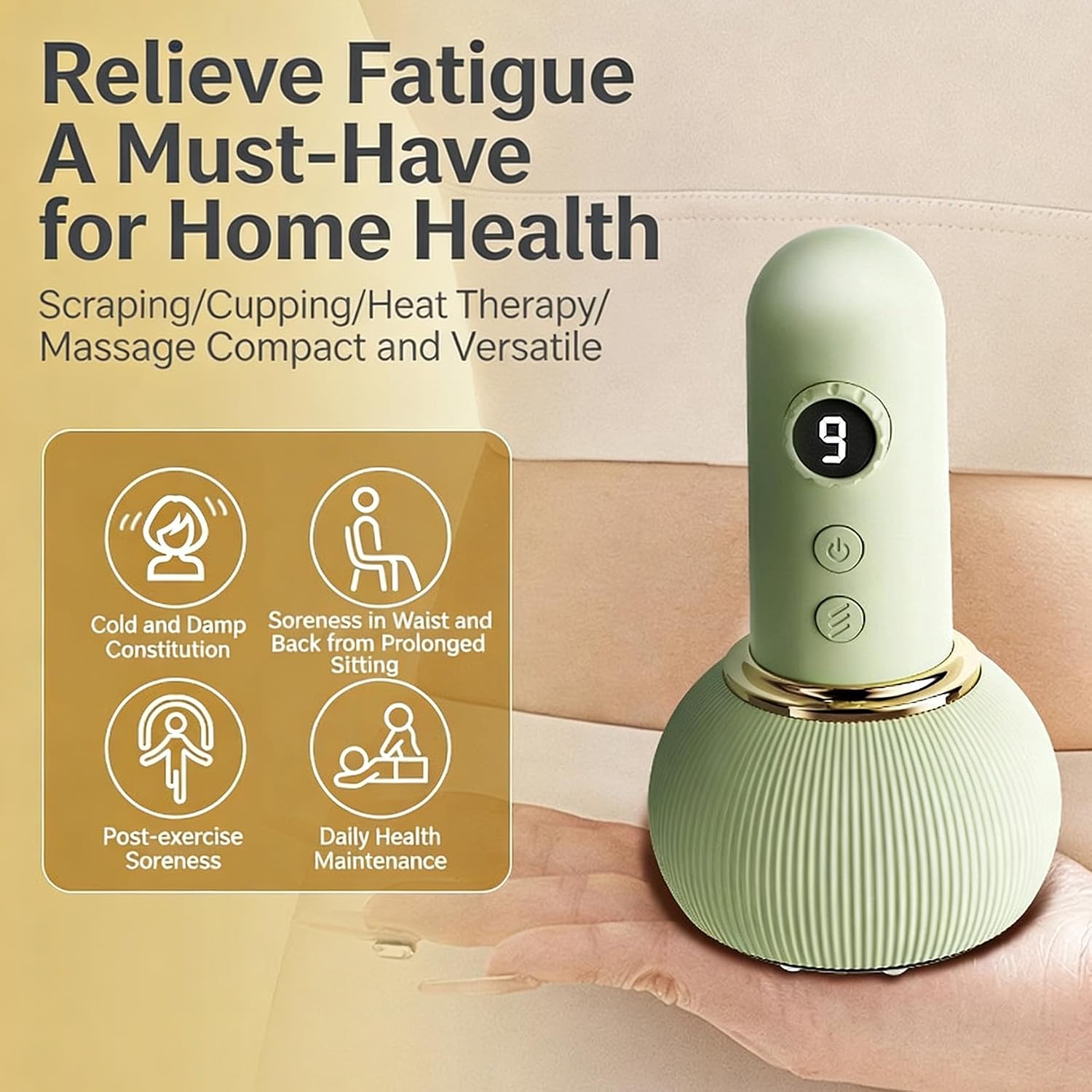 4-in-1 Electric Body Sculpting Machine - Portable Lymphatic Drainage & Cellulite Massage Tool with Microcurrent, Handheld Vibration Massager for Legs, Arms, Stomach & Bac (Green)
