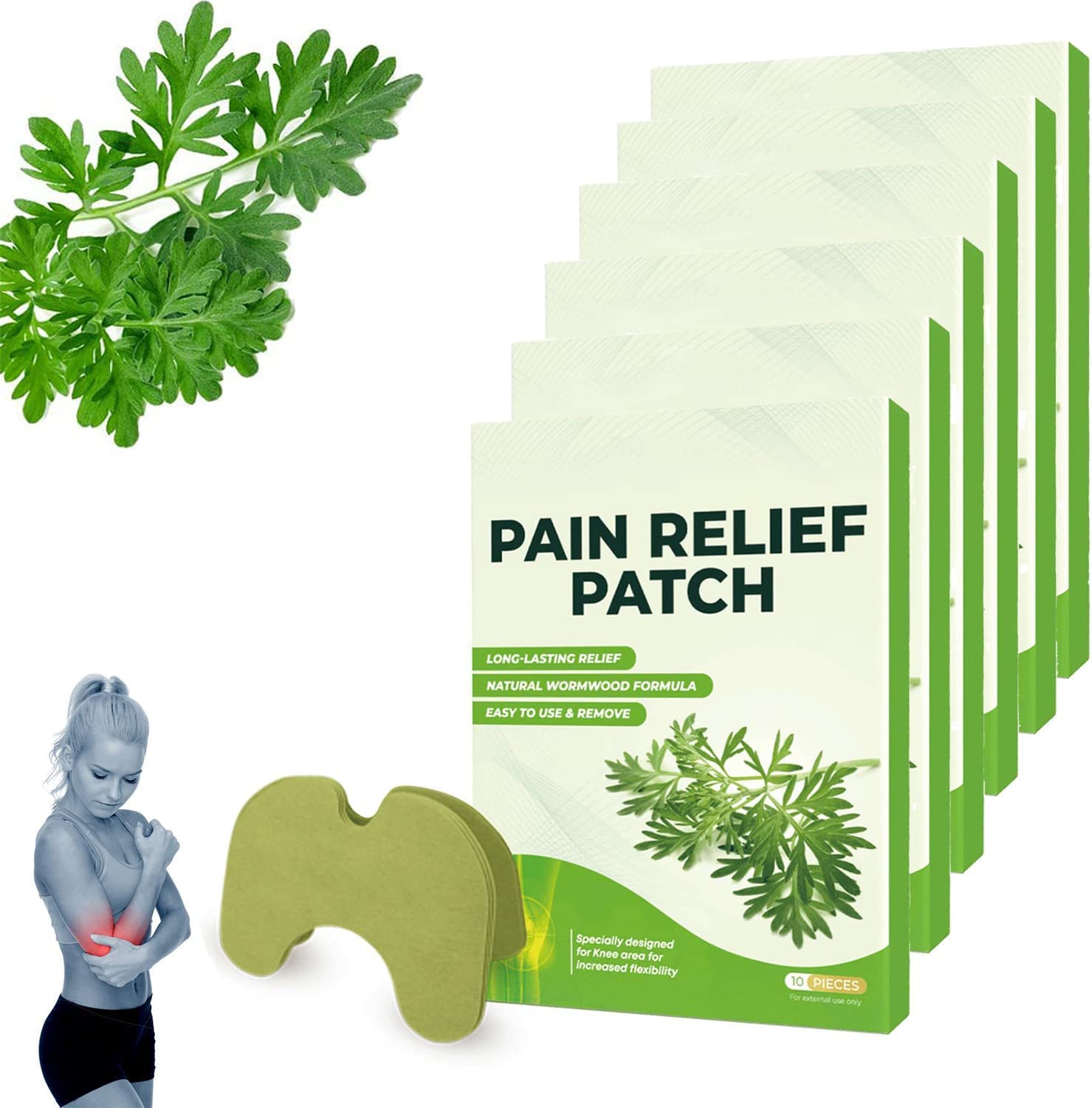 Relieve Knee Pain in Minutes, Getwellneepatch Pain Relief Patch, Wellness Pain Relief Patch for Knee, Knee Patches for Pain Relief, Wormwood Knee Patches for Pain Relief Muscle Pains (60PCS)