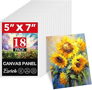 ESRICH 5x7IN Small Canvases for Painting, 18 Pack Mini Canvas Boards 100% Cotton Painting Canvas Primed Acid Free Mini Blank Canvas Panels for Oil Paint,Watercolor,Acrylic Paint,Gouache&Tempera. - Buy now