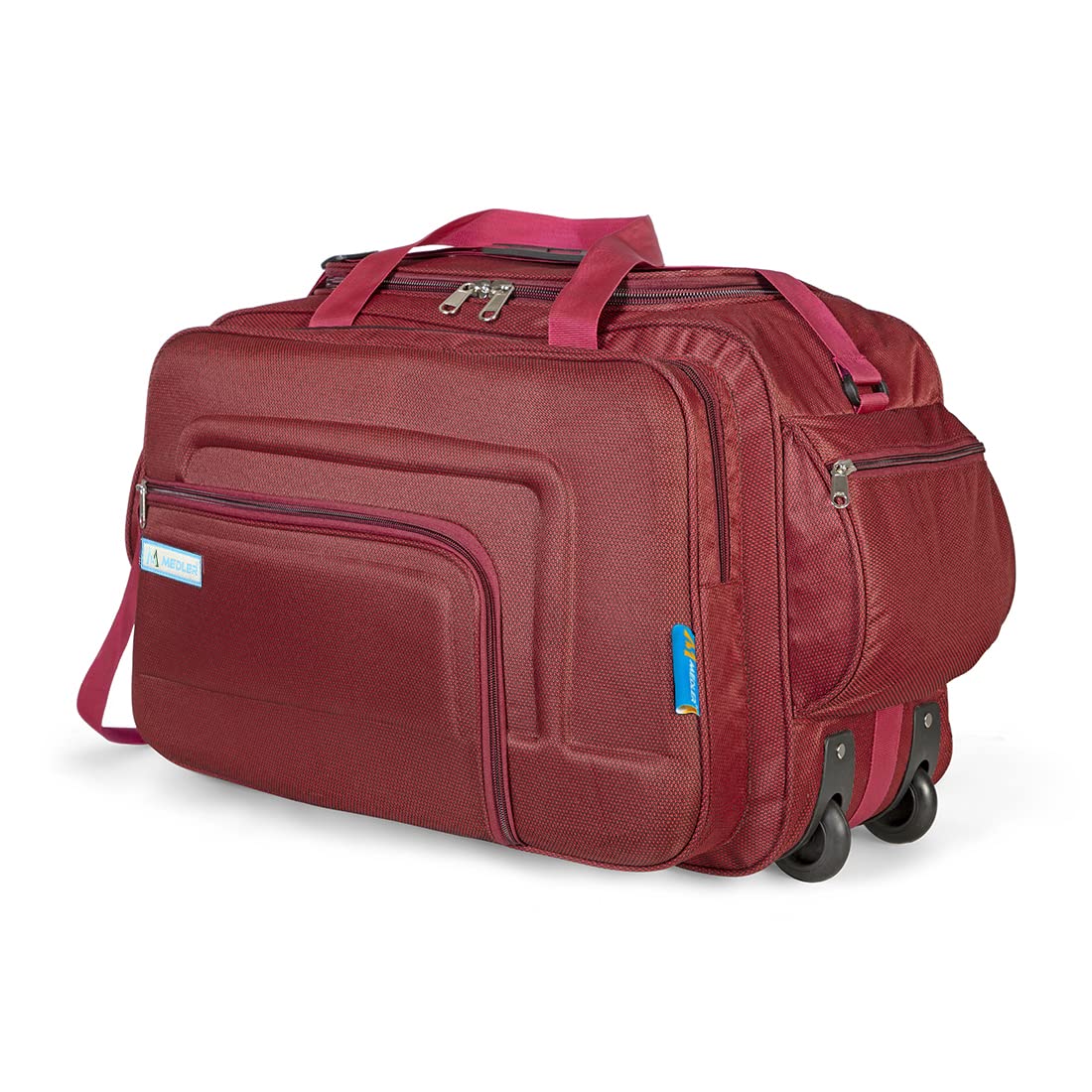 M MEDLER Aquiver Nylon 55 litres Waterproof Strolley Duffle Bag- 2 Wheels - Luggage Bag (Red)