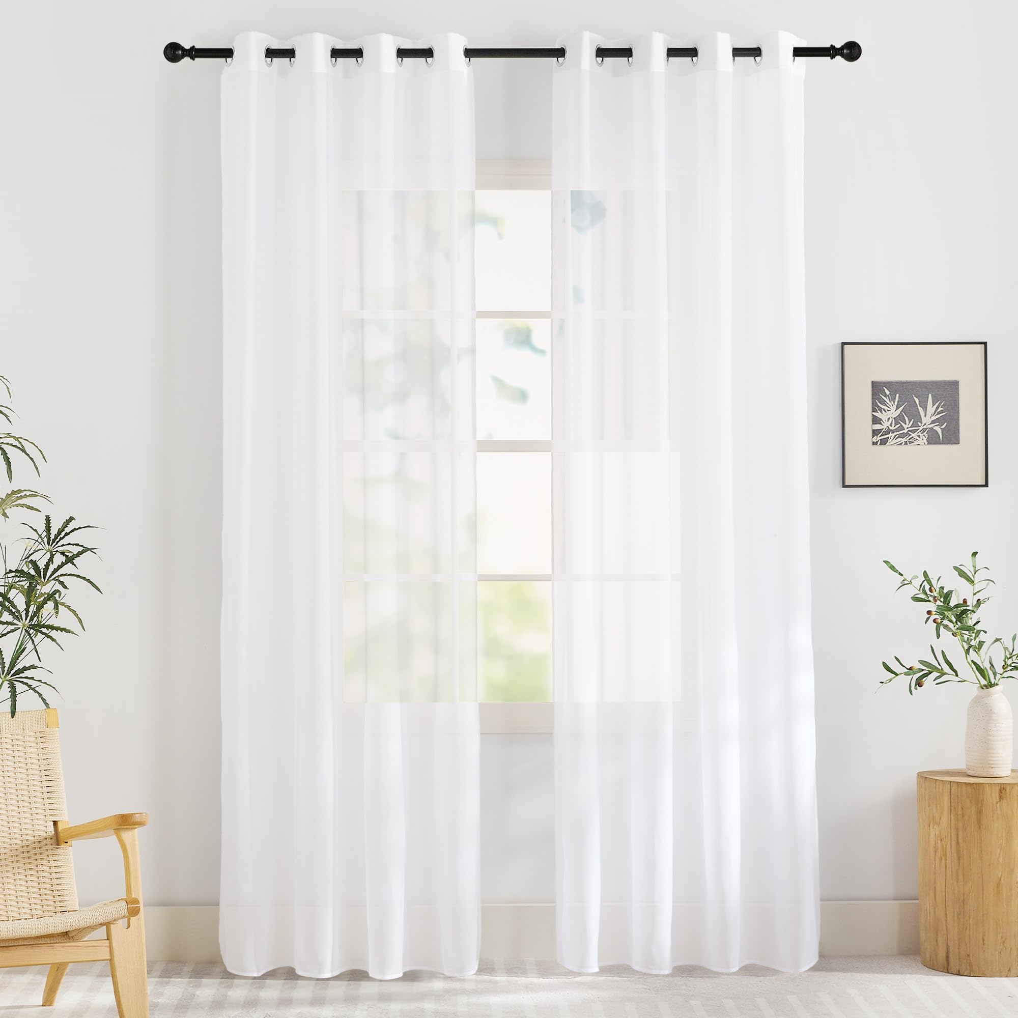 KGORGE Cortinas Salon Modernas 2 Piezas, Visillos Translucidos Fitrado de Luz con Ojales 2 Piezas para Dormitorio/Habitacion Infantil/Comedor,140x220cm,Blanco Global Recycled Standard OEKO-TEX STANDARD 100 Global Recycled Standard Global Recycled Standard