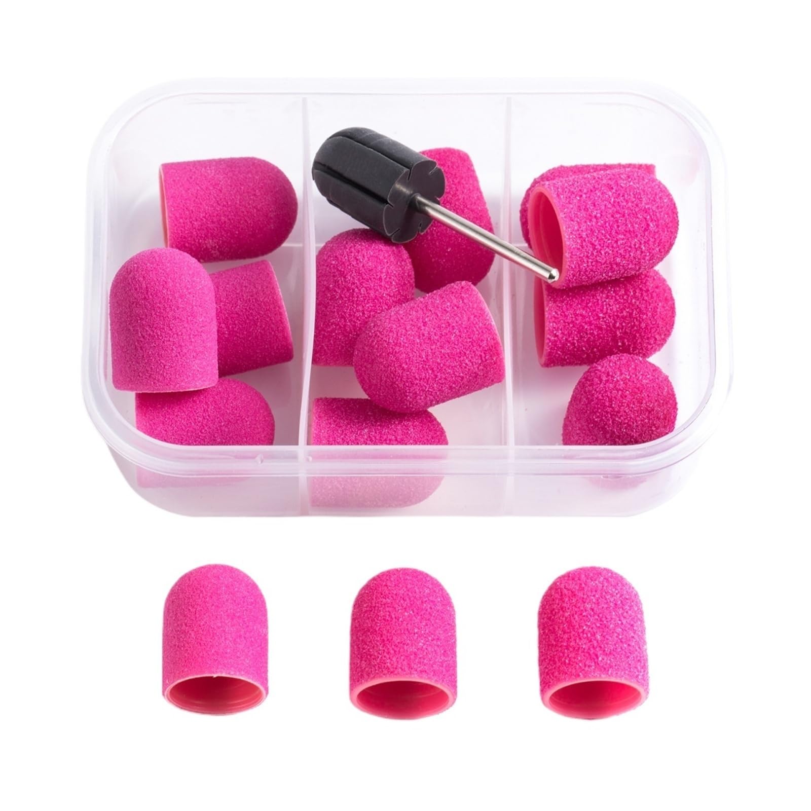 Schleifkappen NagelfräSer 15 Stück Nagelschleifkappe mit Gummidorn-Bit for Polieren von Maniküre und Pediküre(B-15pcs)