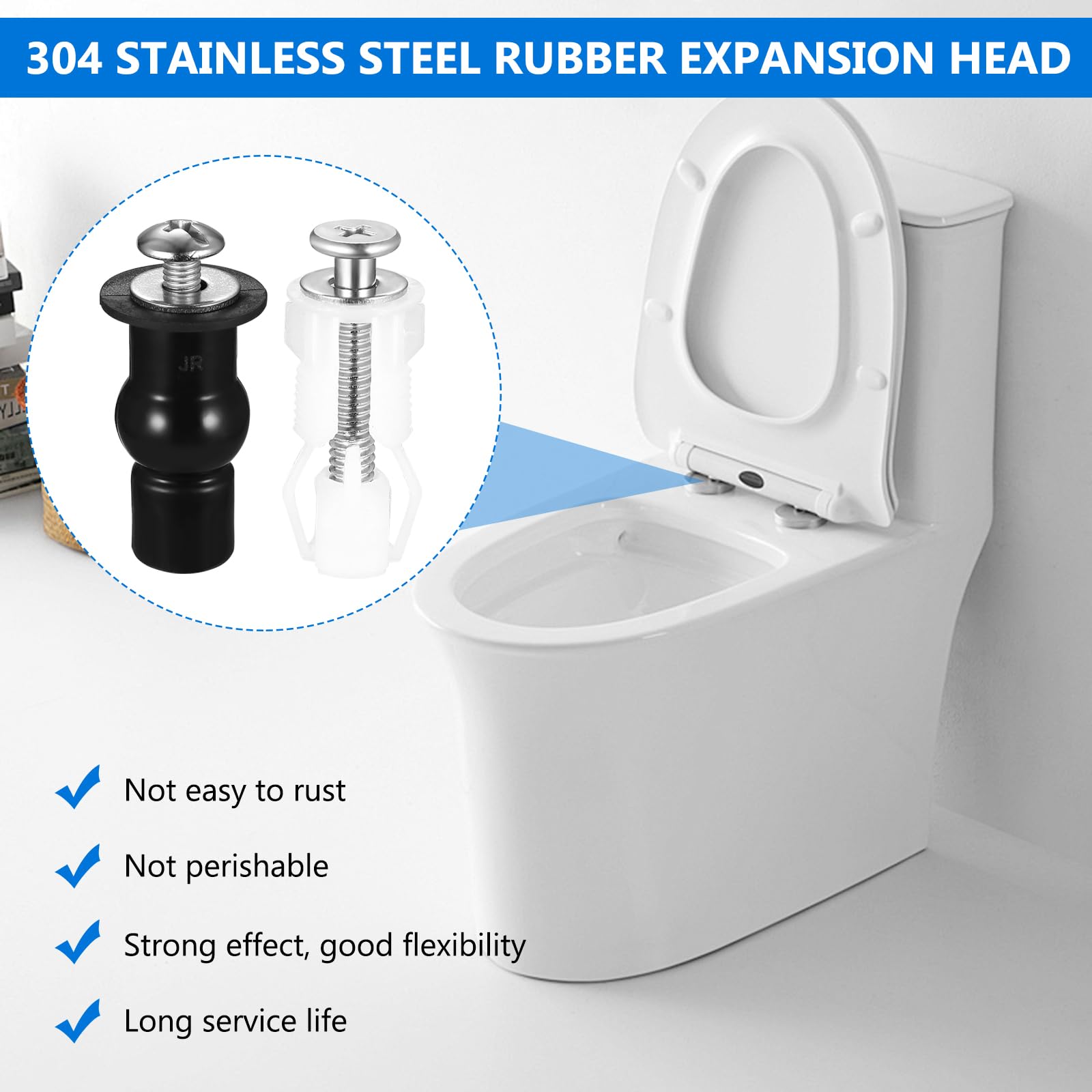 Tenbrachian 8 Pcs Toilet Seat Fittings and Fixtures, Universal Heavy Duty Toilet Seat Fixings Replacement Kit - Image 3