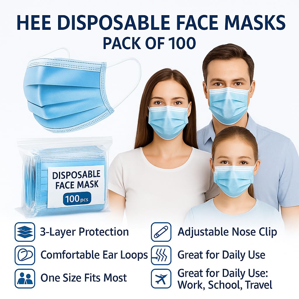 Disposable 3 Ply Blue Face Masks with Fabric Loop - Pack of 100 – Comfortable, Secure, and Breathable Protection. (Loop Face Mask) (LOOP_FACE/100) - Image 3 thumbnail