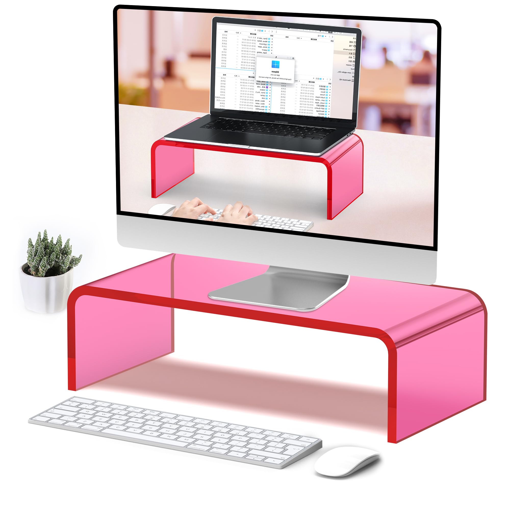 Amazon.com: Beimu Acrylic Monitor Stand Riser Pink Laptop Stand