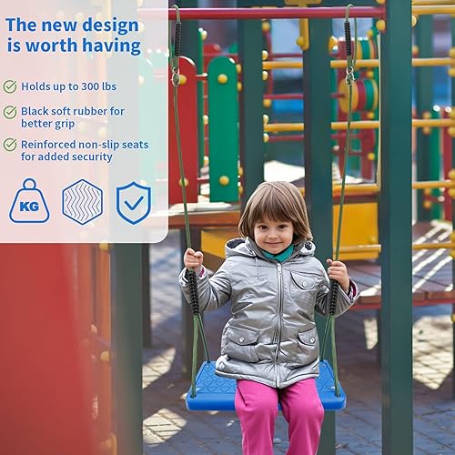 Miniatura 2 de Asiento de columpio resistente, juego de columpio antideslizante para árbol con cuerda ajustable, accesorios para niños, interiores y exteriores