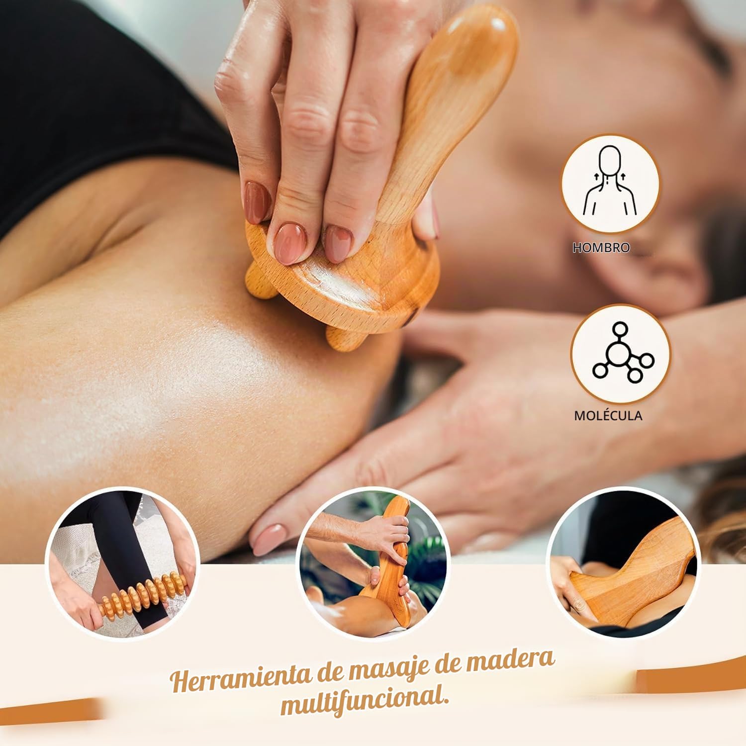 Herramienta de masaje de terapia de madera 16 en 1, masajeador de drenaje linfático, kit de terapia de madera para esculpir el cuerpo, alivio del dolor muscular, rodillo de madera para mujeres LUMEIRA
