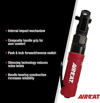 AIRCAT Pneumatic Tools 812-RW: 3/8-Inch Impacting Ratchet Wrench 350 RPM, 80 Ft-Lbs Maximum Torque