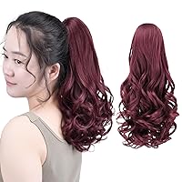 Vista 20 de SYXLCYGG Clip de pinza para cola de caballo, extensiones de colas de caballo de color marrón oscuro, onduladas, 14 pulgadas, 4.3 onzas, piezas