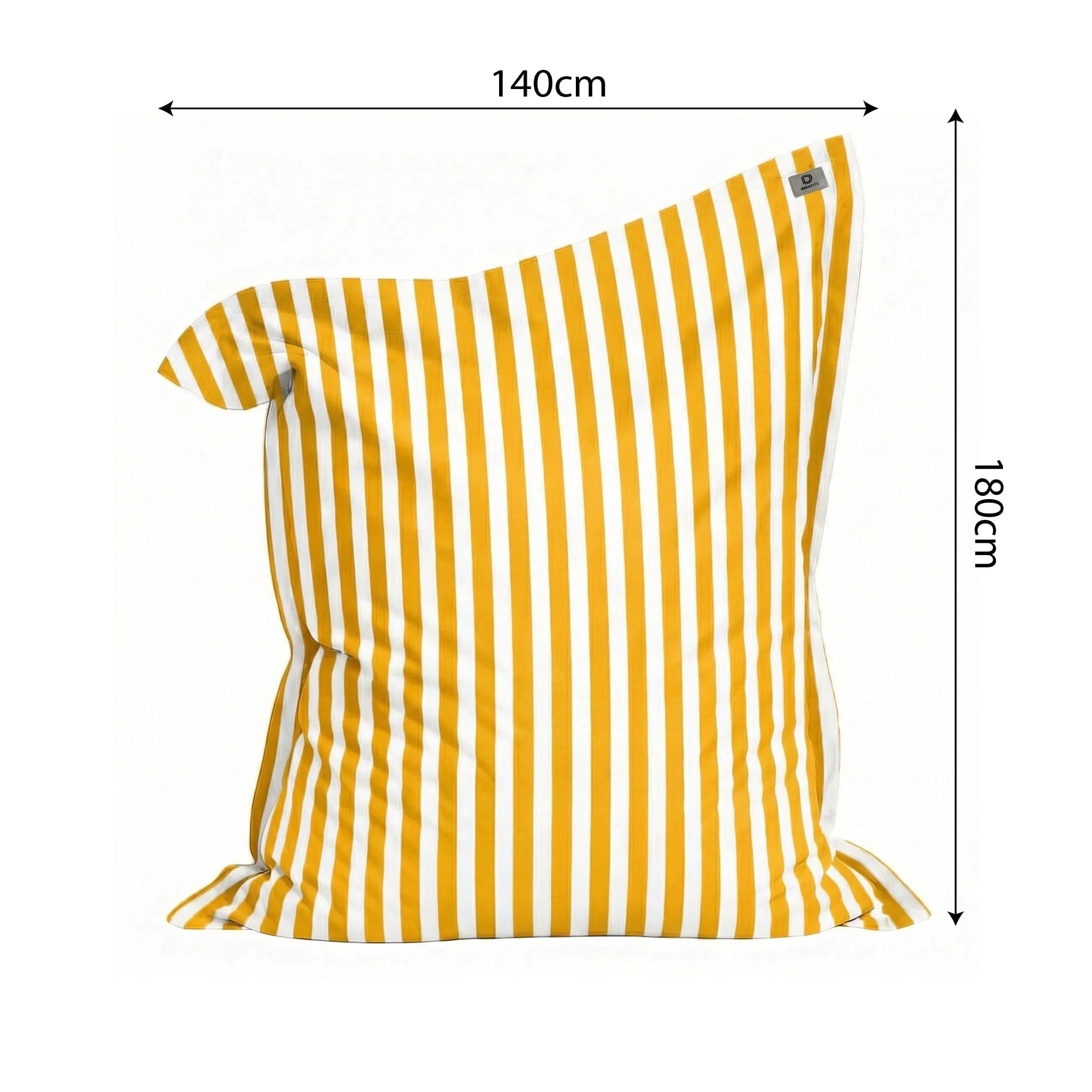 Housse pour Pouf Géant XXL 180x140cm Rayure Jaune Anti-UV Déhoussable