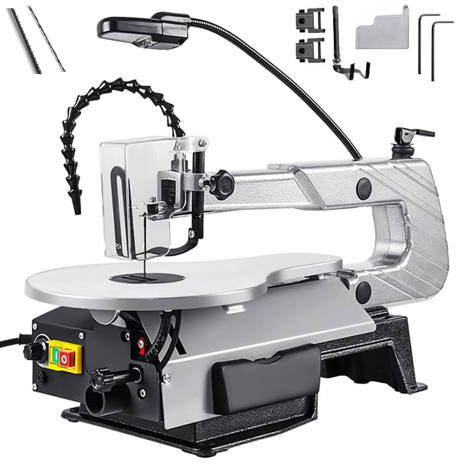 Desktop Scroll Saw, Two-Direction Variable Speed Scroll Saw, with Work Light, 16 inch Multifunctional Wood Cutting Machine, 0-45° Adjustable Table Saw, Speed 400-1600RPM, for Woodworking DIY Craft