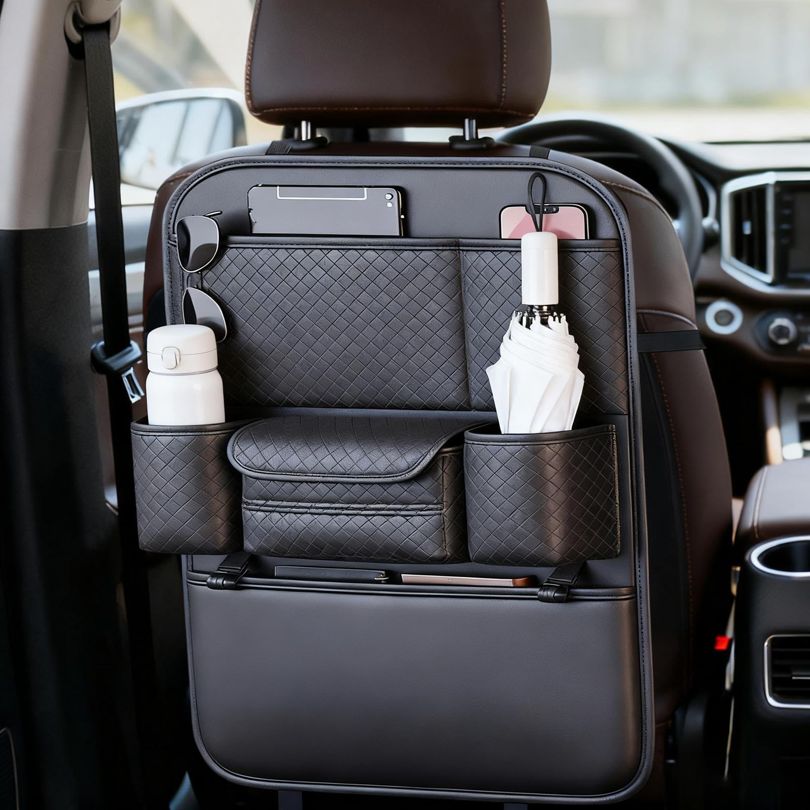 Organizzatore Auto Sedile Posteriore Grande Capacità Da Viaggio | Organizzatore Posteriore Con Paracalci Per Rimorchio Camper Camion Berlina Pick-up Tablet Giochi Snack