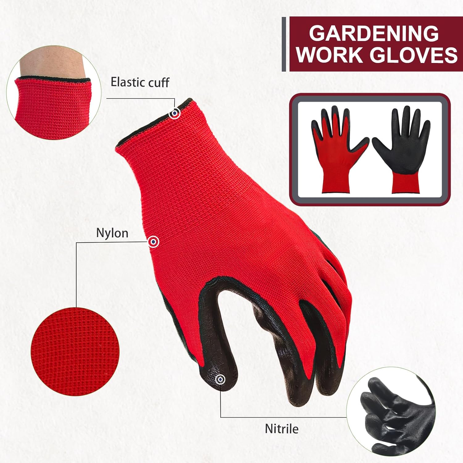 YOUKE OLA 168 Pair Gardening Gloves for Men Women, Breathable Rubber Coated Garden Gloves Working Gloves for Gardening, 8/Medium - Image 3
