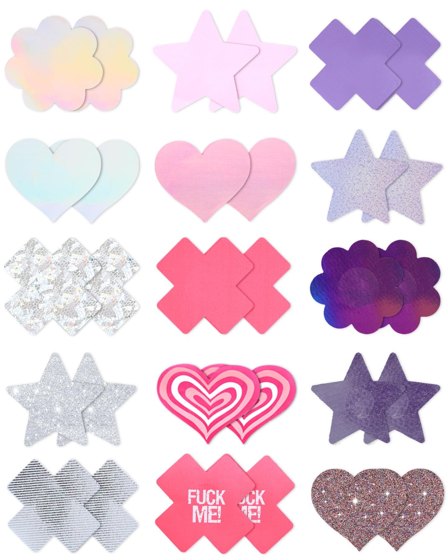 CICKEEPasties Nipple Covers Pack 15 Pairs Rave Breast Petals Sticky Boobs Pasty Bra Disposable Nipple Stickers