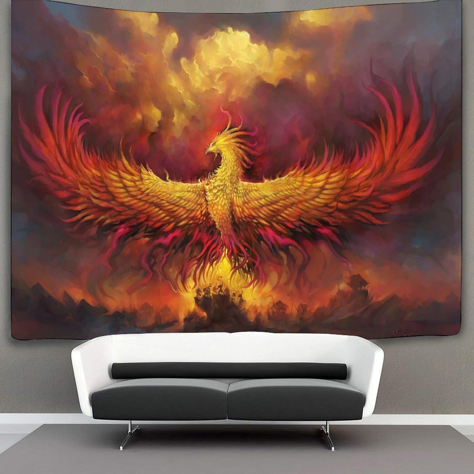 kaiyun Fiery Phoenix Tapestry,Holidays Art Wall Hanging Decoration for Living Room Bedroom & Dorm 180cmx230cm