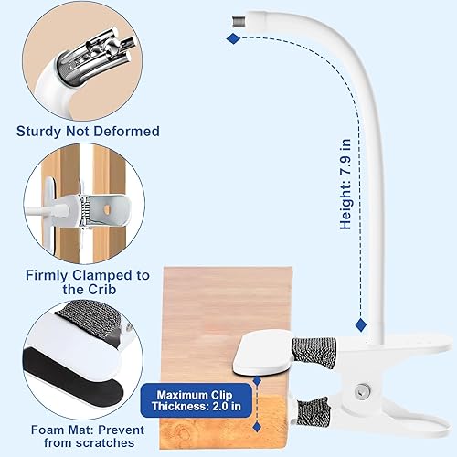 Miniatura 5 de Soporte flexible para monitor de bebé compatible con HelloBaby HB6550HB65HB66HB248, ANMEATE SM935E Soporte para cámara de bebé Soporte de monitor de