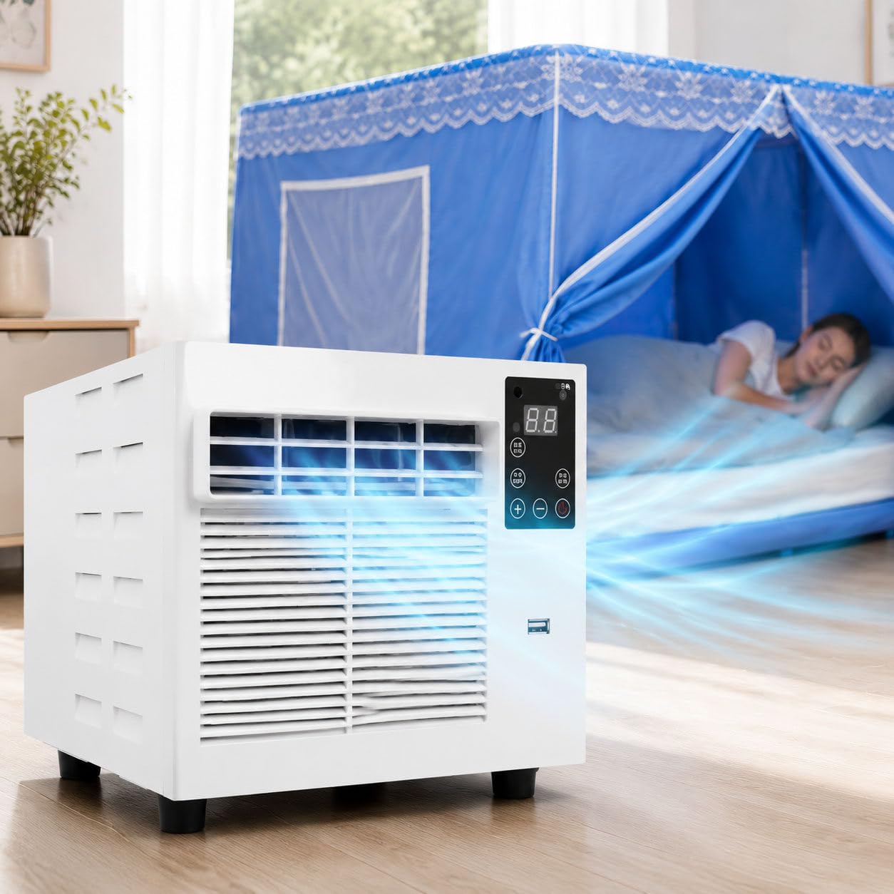 Portable Air Conditioner for Tent & Dorm, 1876BTU 280W Mobile AC Unit & Fast Cooling Dehumidifier, Quiet Night Mode with Timer, Remote, Compact Air Cooler for RV, Truck, SUV, Bedroom nomosquitonet