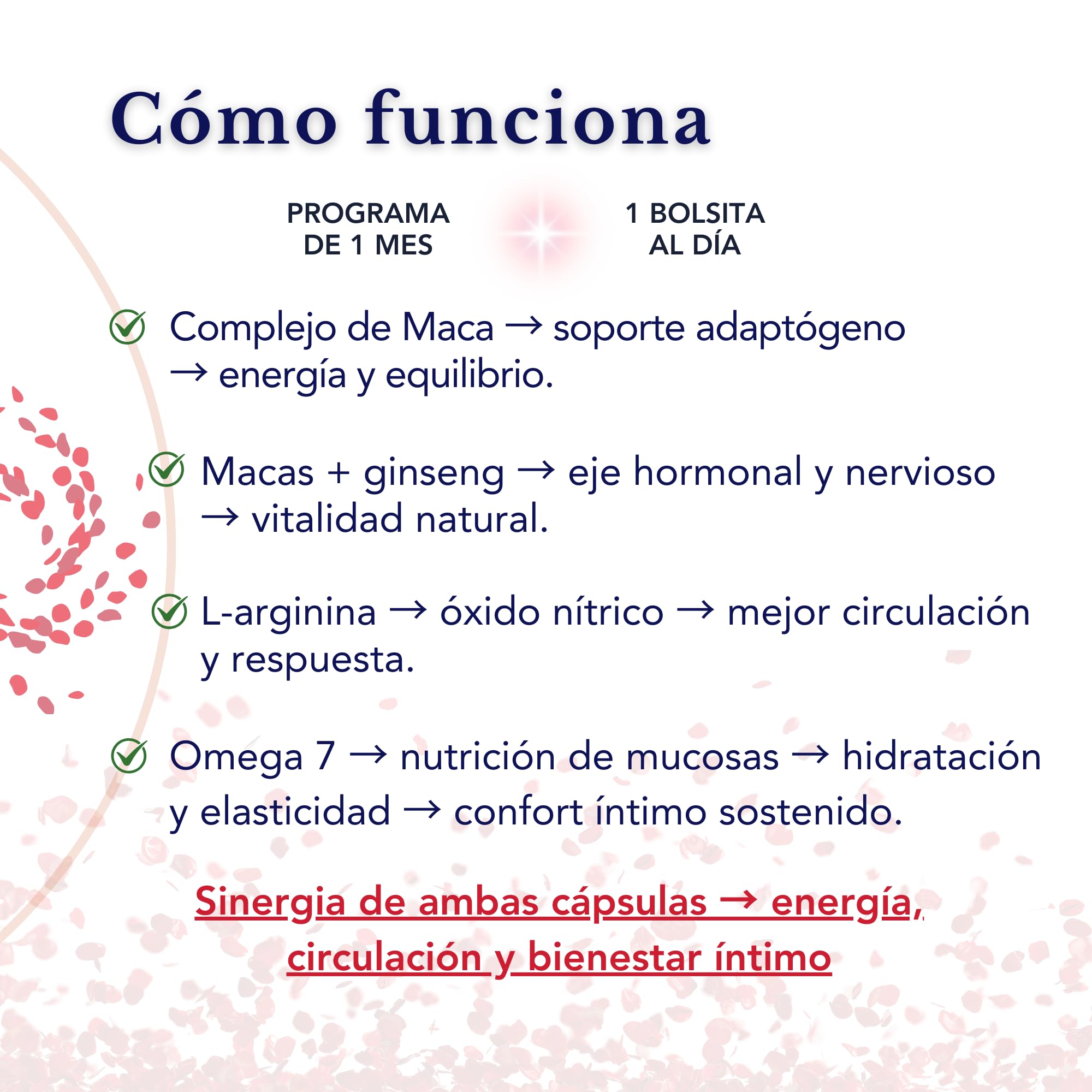 Maca Negra, Maca Anadina, Ginseng, L-Argenina y Omega 7 – Gestión equilibrio y bienestar integral, Sin OGM, 2 Suplementos en 1 Paquete para a confianza y el máximo rendimiento | 28 sachets diarios
