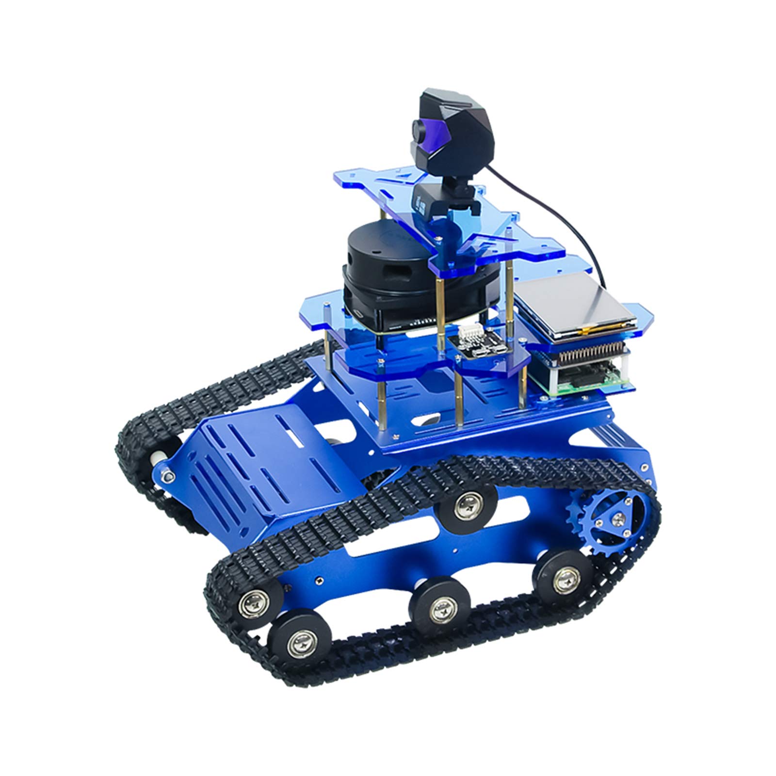 XiaoR Geek Raspberry Pi AI Robot Kit with Rplidar A1 Radar ROS SLAM Smart Car DIY Tank Robotics Kit Build Maps, Autonomous Navigation, Object Recognition Tracking, Following (Blue)