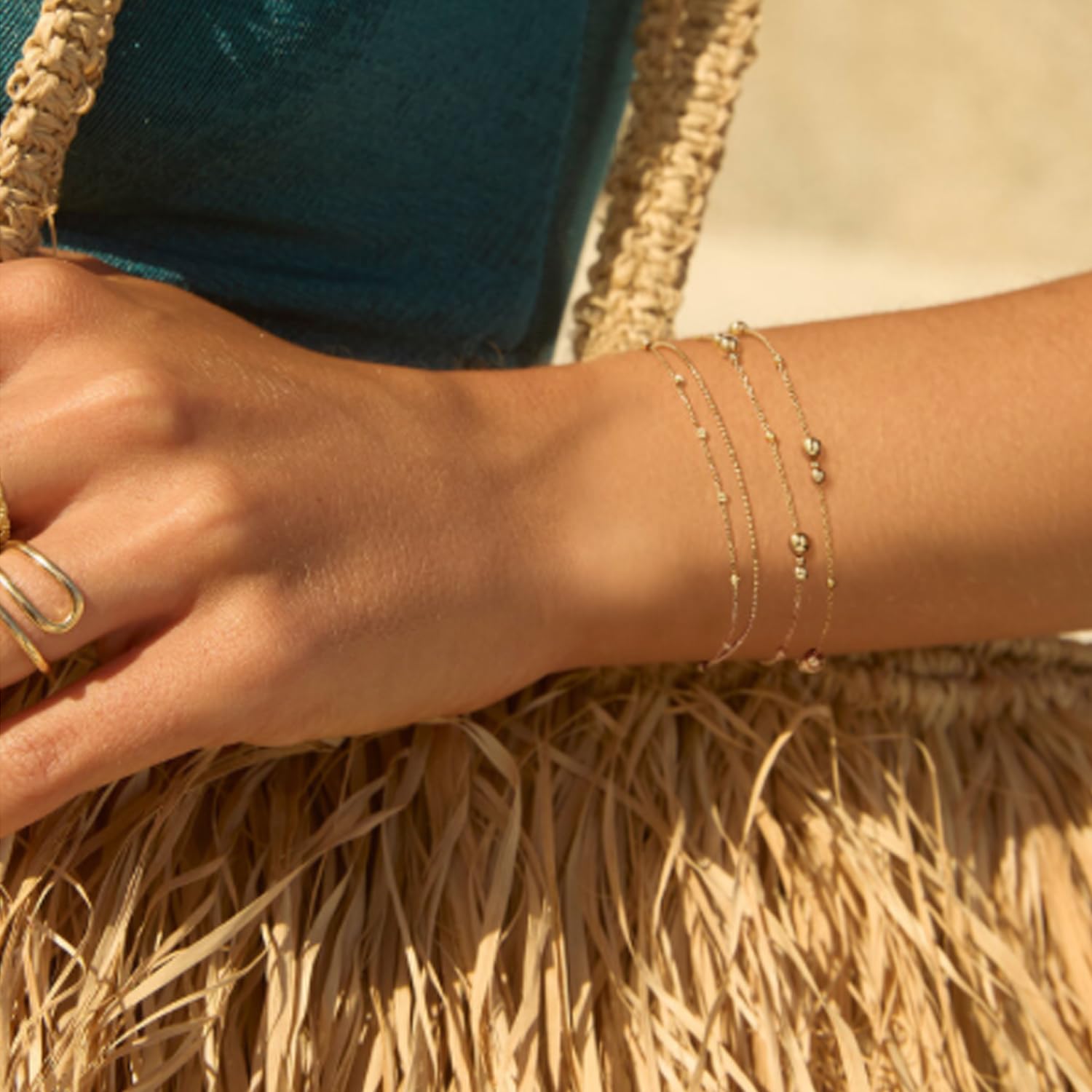JACKIE GOLD Schmuck Damen | 14 Karat / 585 Echt Gold Armband | Lion’s Head Bracelet JKB26.614 | 16 – 17 – 18 cm Länge verstellbar | Armkette mit Kugeln