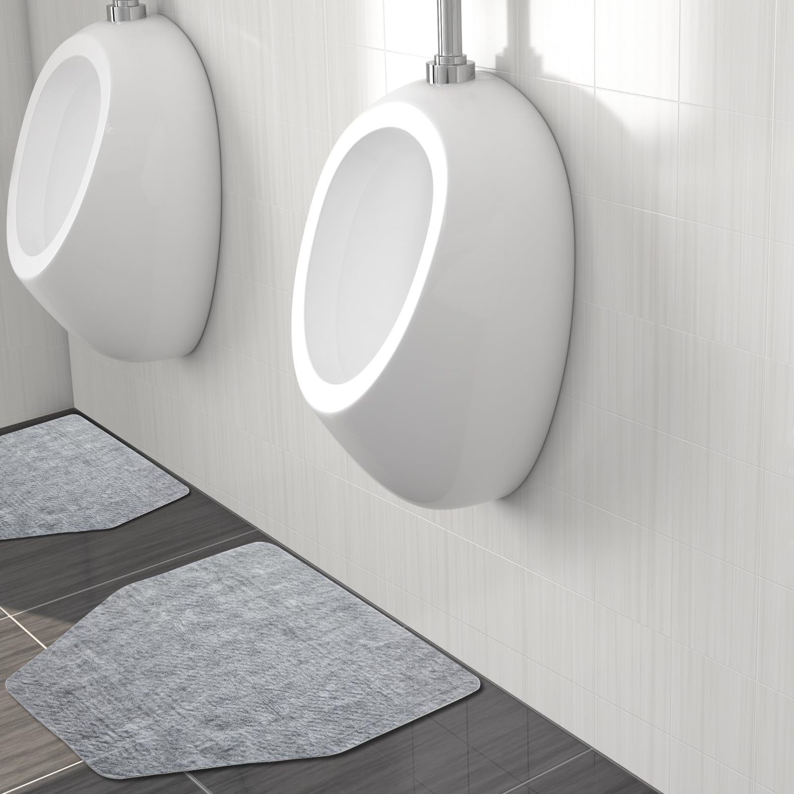 50 Pcs Disposable Urinal Mats for Men Bathroom Commercial Urinal Pads for Mens Room Toilet Mats Non Slip Water Absorption Deodorization Toilet Floor Protector from Urine, Gray(Hexagon) — Amazon image 3