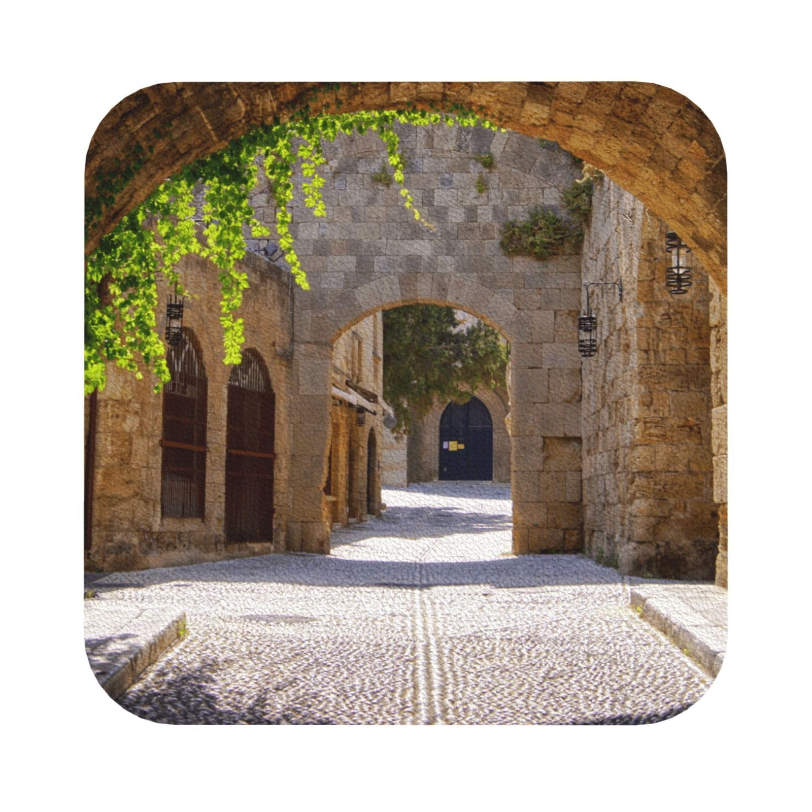 Italian Street PU Leather Coasters Set of 6 Square Drink Coasters