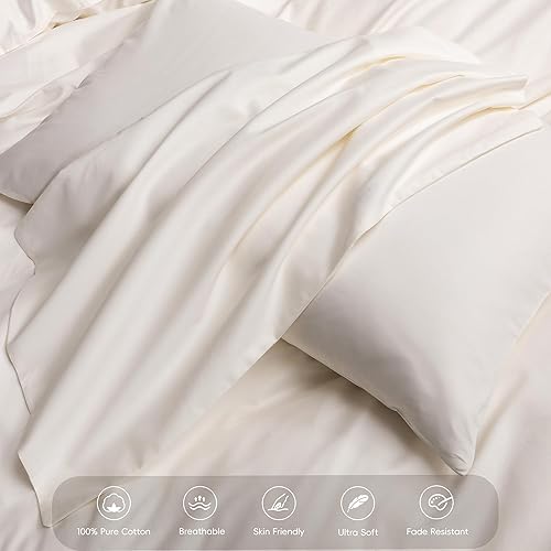 Miniatura 101 de MooMee Queen Duvet Cover Set, 100% Extra Long Staple Cotton 600 Thread Count Sateen Silky Soft Breathable Durable Luxury Hotel Quality Bedding Set