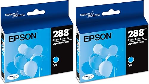 Epson T288 DURABrite Ultra Ink Cartucho cian de capacidad estándar (T288220-S) para impresoras de expresión seleccionadas, 1 unidad (paquete de 2)