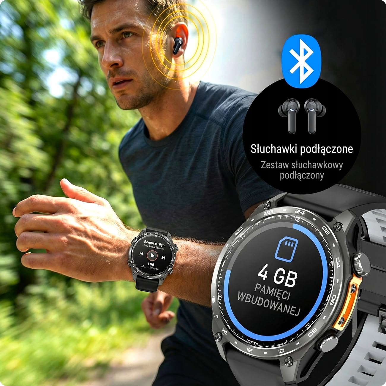 Smartwatch Zegarek Męski GPS 4GB MAPY AMOLED CIŚNIENIE MENU PL WODOODPORNY