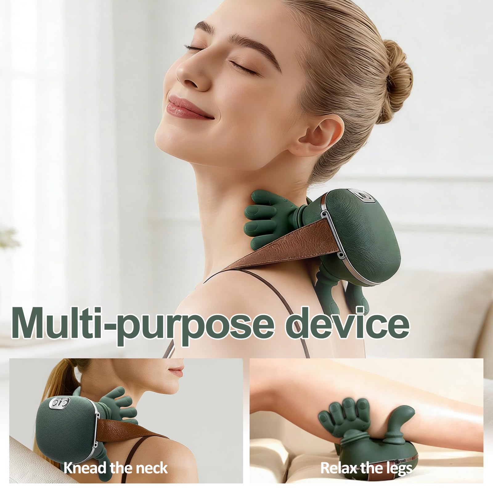 Massagegerät, 4D Nackenmassagegerät mit Wärme, Elektrisches Schulter massagegerät, 3 Massagegrade & 2 Temperaturstufen, Lindert Muskelverspannungen und Ermüdung, für Zuhause, BüRo, Reisen