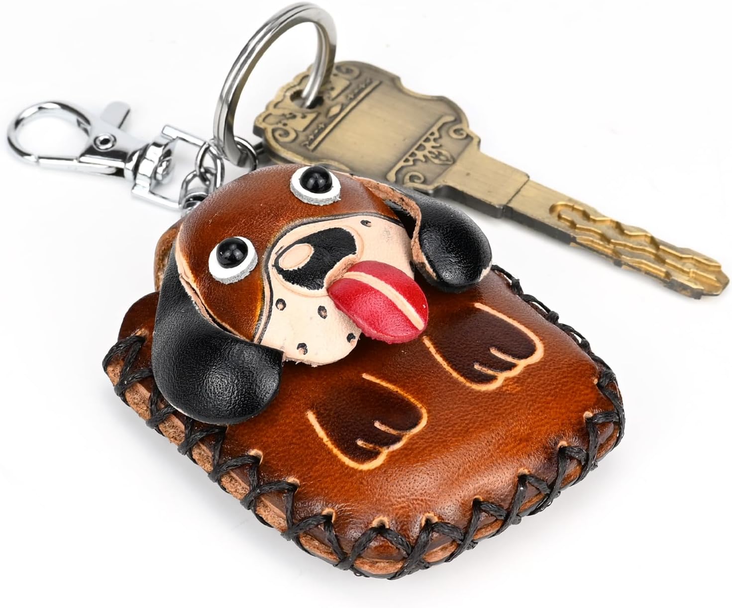 Leather KeyChain Vintage Handmade Coin Purse Earbuds Storage Bag Cute Car Key Accessories
