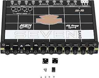 Equalizador de carro - equalizador gráfico de 7 bandas, áudio estéreo de carro, controle de subwoofer, baixa distorção com entrada auxiliar de 3,5 mm