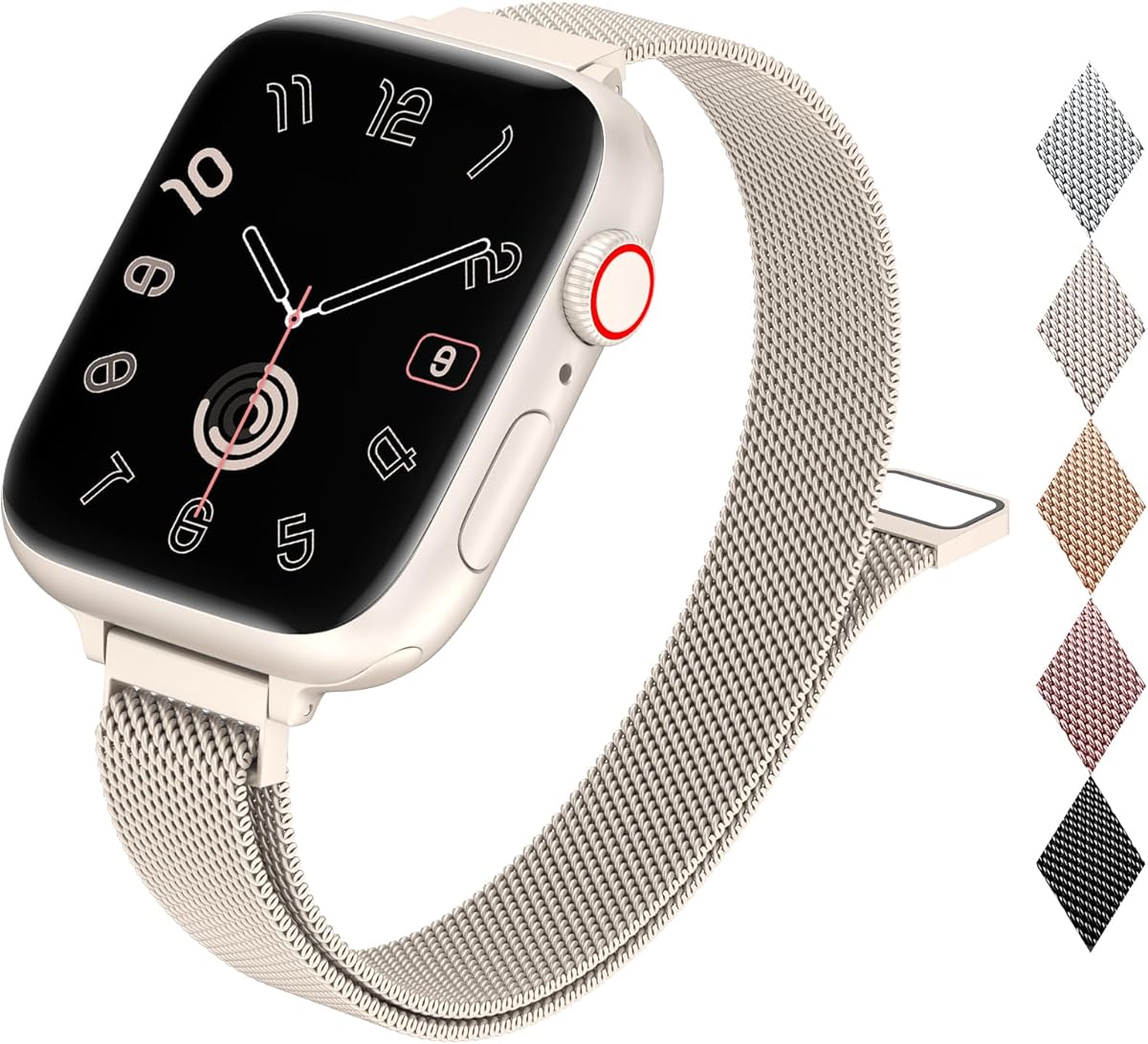 MARGE PLUS Slim Milanese Loop Compatible with Apple Watch Band for women 41mm 40mm 38mm 42mm 46mm 45mm 44mm, Stainless Steel Magnetic Mesh Strap work on iWatch Series 11 10 9 8 7 6 5 4 3 & SE 3 2 1