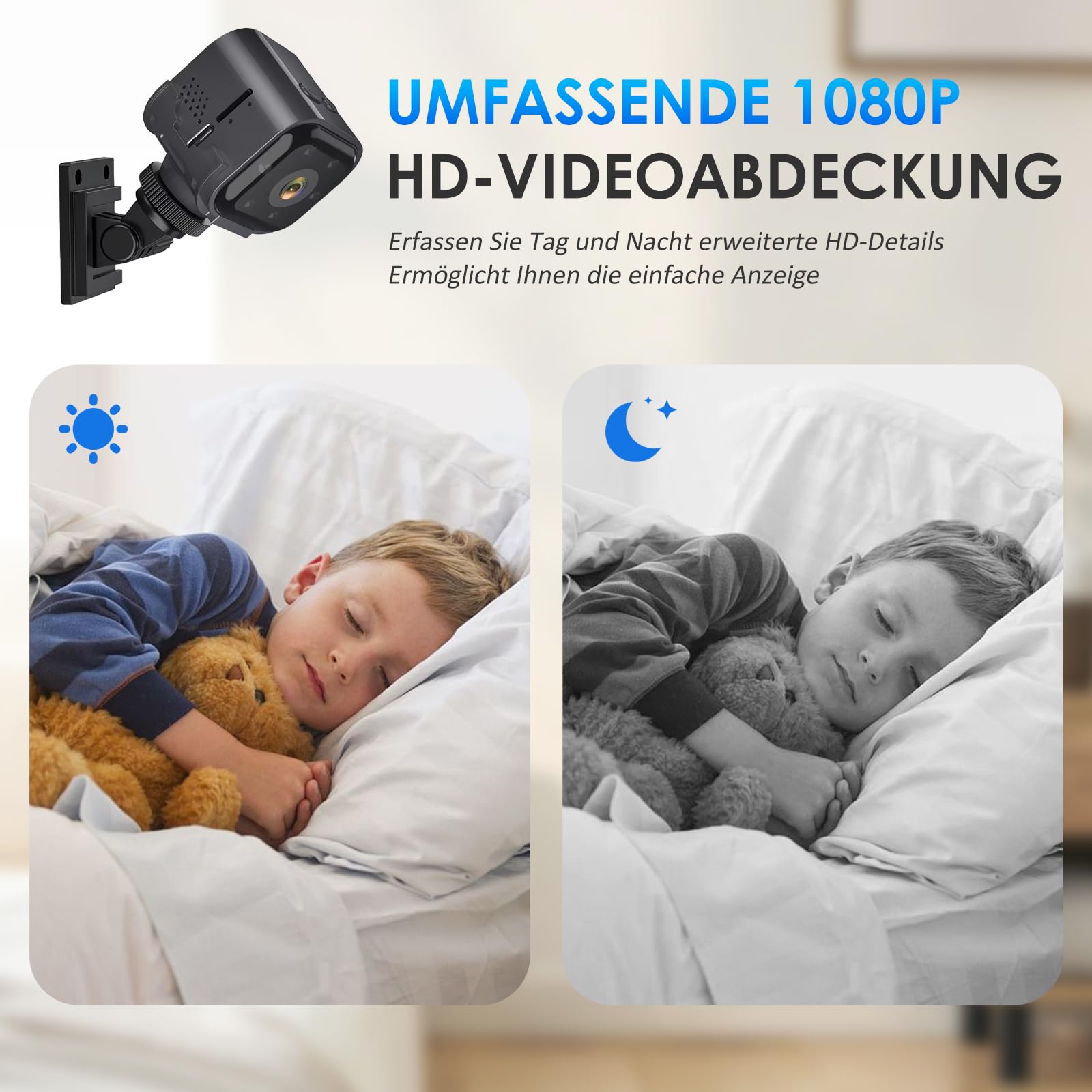 Mini Caméra de Surveillance Interieur, Mini Camera Espion sans Fil