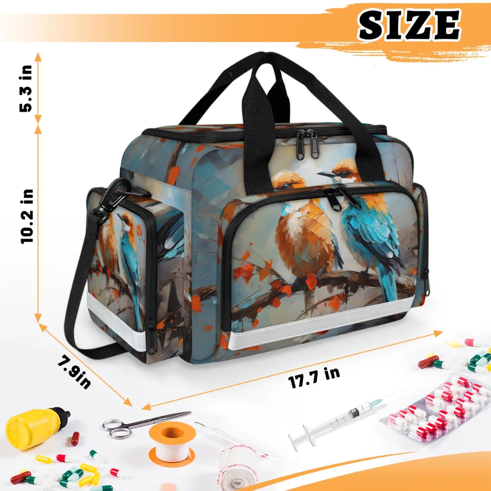 GzLeyigou First Aid Bags Empty, Charming Bird Emergency Bag First Aid Kit Multiple Compartment Kit Carrier On Call Trauma Bag For Paramedics Emergency Medical Supplies Kit
