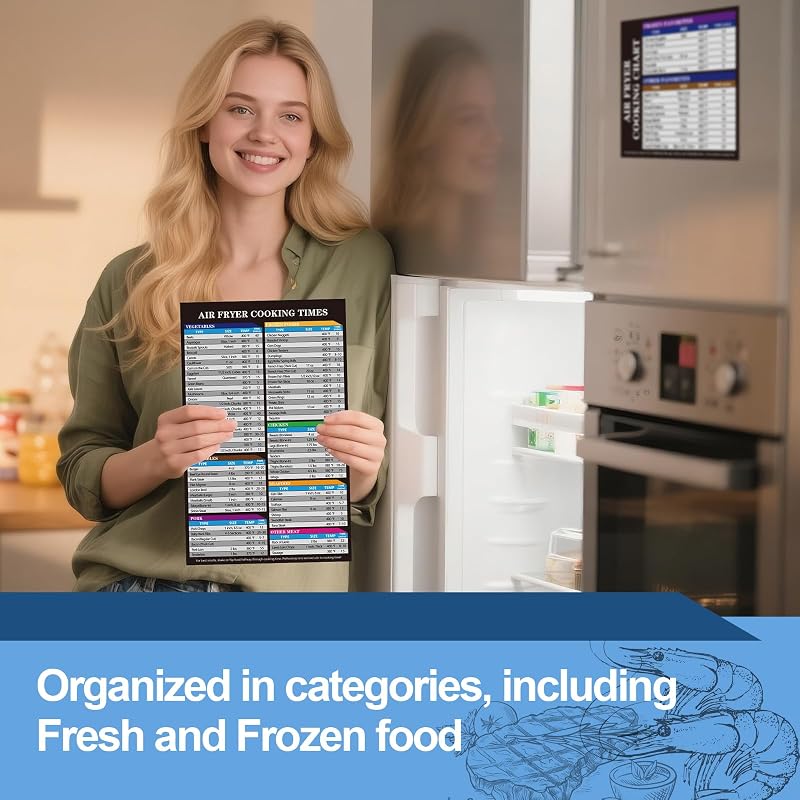 UBeesize Air Fryer Magnetic Cheat Sheet Cooking Times Chart, Must Have Air Fryer Accessories, Healthy Airfryers Cookbook Accessory Liners Food Kitchen Conversion, Cooking Guide for Beginners(2 Pack) image 6