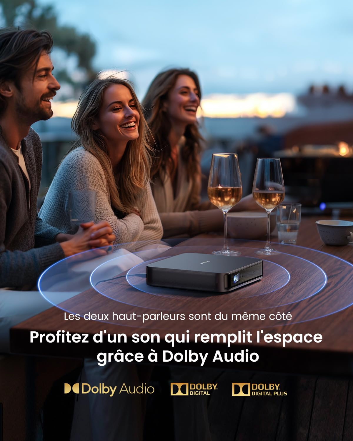Dangbei Atom Mini Videoproiettore, 1200 lumen ISO 1080p, Proiettore DLP con GTV, Proiettore 3D preinstallato Netflix con WiFi e Bluetooth, HDR10, HLG, Dolby Audio, Grande Schermo da 180 Pollici