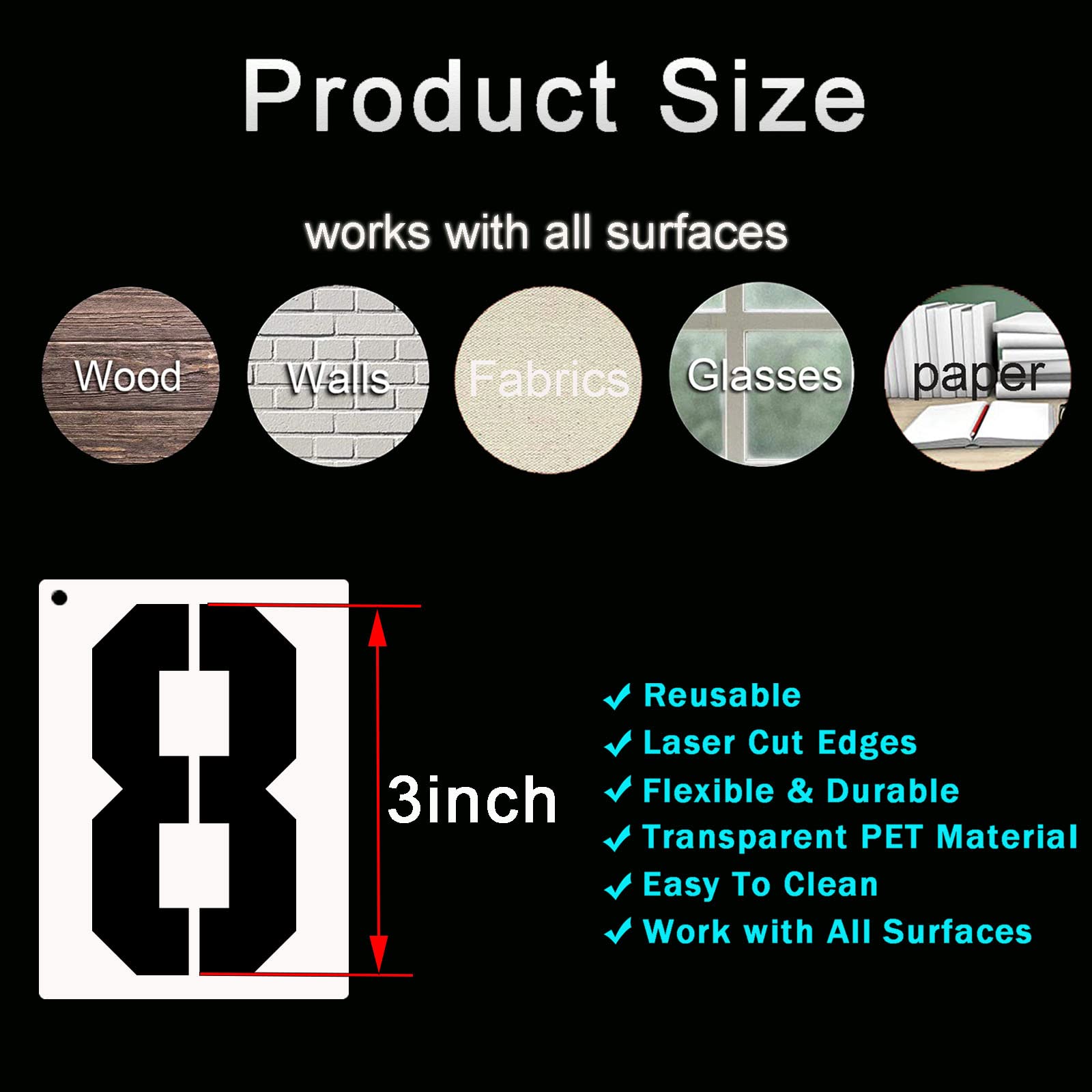 DXCYZ 3 Inch Large Number Stencils Kit 0-9 Address Number Stencils, 10PCS Reusable Plastic Painting Number Templates for Mailbox Signs, Door, Cars