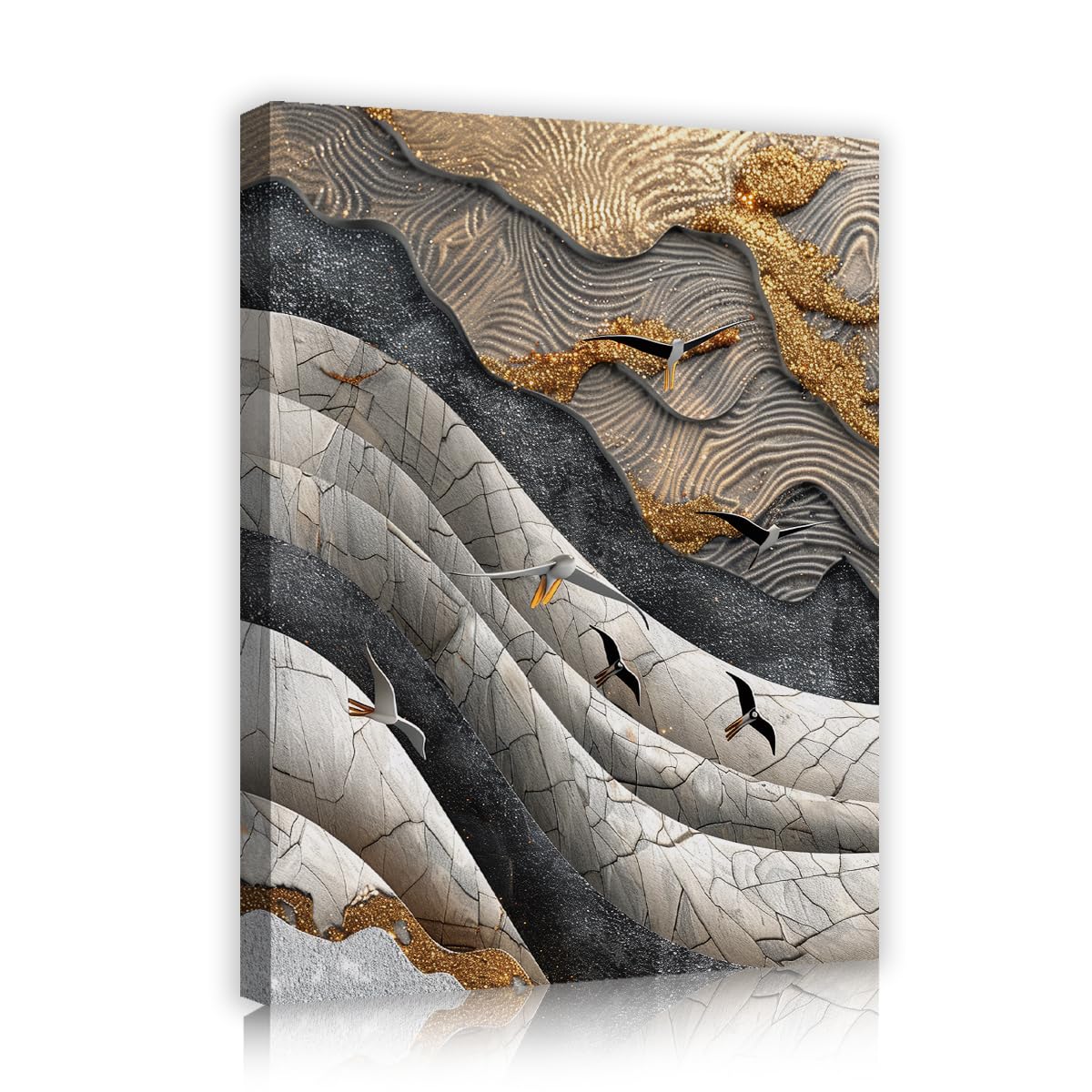 Arte mural dorado negro Paisaje abstracto Lienzo 85x100cm